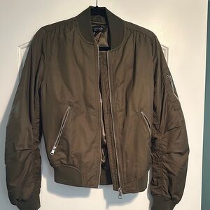 Topshop Olive Bomber Jacket in Dark Olive